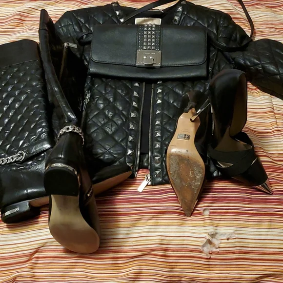 COPY - MICHEAL KORS AUTHENTIC LEATHER Jkt Sz 2,Heels 7.5 Boots 8M Purse All 4 p… - Picture 2 of 16